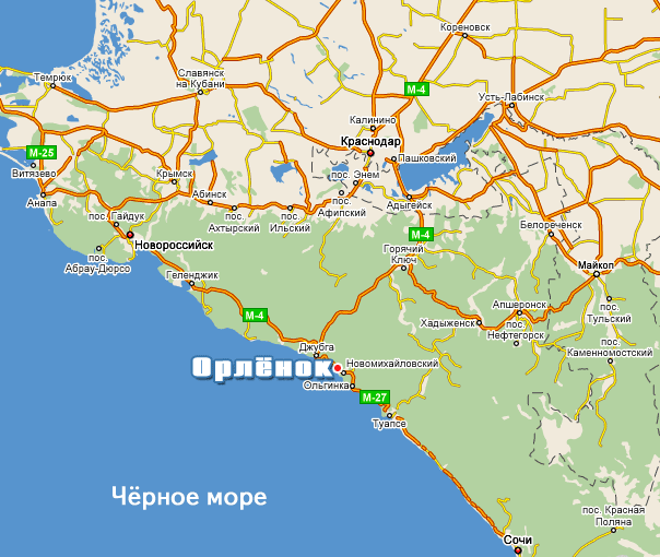 Карта местоположения лагеря Орленок